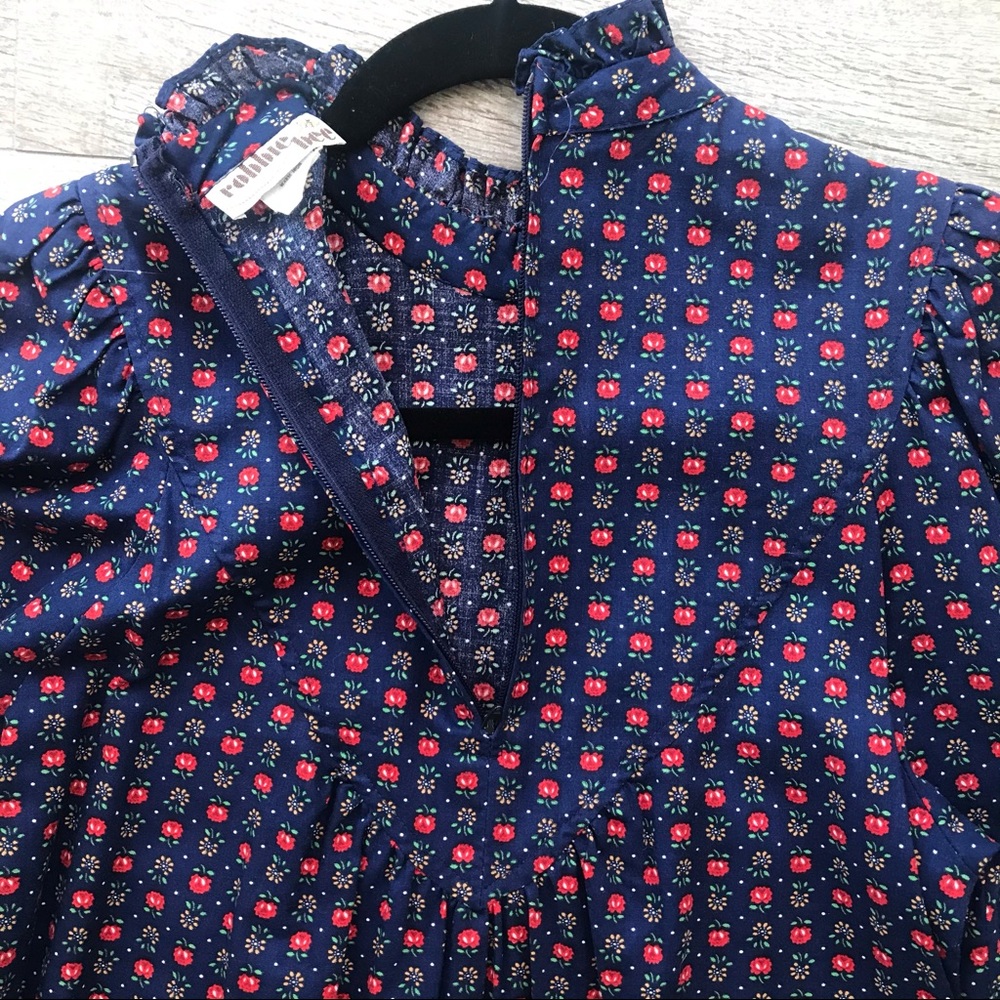 Vintage Robbie Bee Floral Prairie Dress Cottagecore Country Mock Neck Midi - Picture 3 of 9